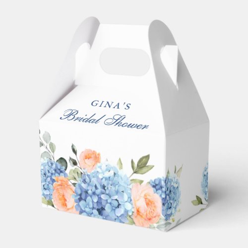 Blue Hydrangea Blush Rose Eucalyptus Bridal Shower Favor Boxes