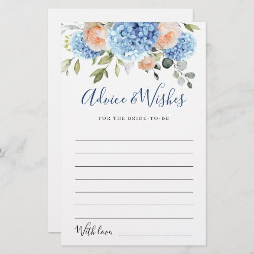 Blue Hydrangea Blush Roses Advice  Wishes Card