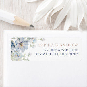 Blue Hydrangea & Blush Roses Return Address Label