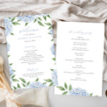 Blue Hydrangea Border Folded Wedding Paper Program<br><div class="desc">This beautiful design features blue hydrangea bloom border and your custom text. Use the template form to add your information. The Customize Further feature can be used to access the advanced editing menu where you can change the font,  colors and layout of the text.</div>