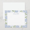 Blue Hydrangea Border White Personalized Note Card | Zazzle