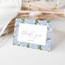 Blue Hydrangea Bordered Personalized Script Thank You Card