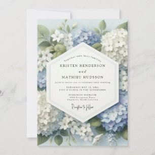 Blue Hydrangea Botanical Bloom Wedding Invitation