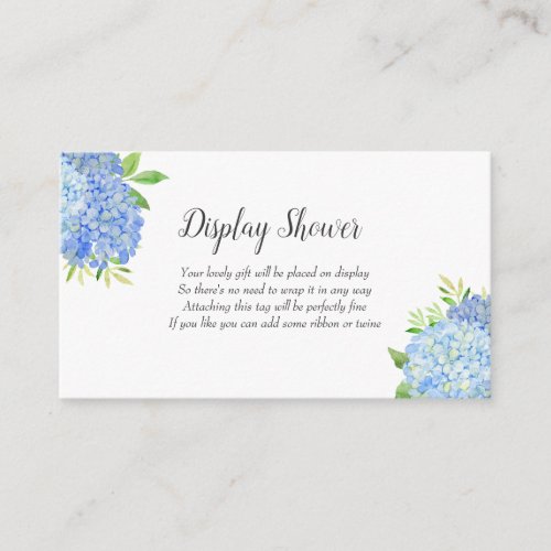 Blue Hydrangea Botanical Bridal Display Shower Enclosure Card