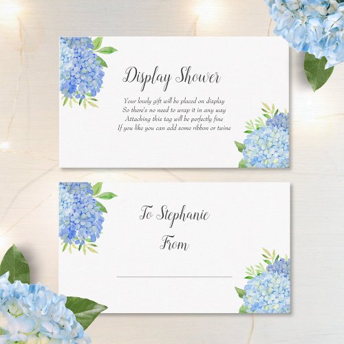 Blue Hydrangea Botanical Bridal Display Shower Enclosure Card