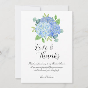 Blue Hydrangea Botanical Bridal Shower Thank You Card