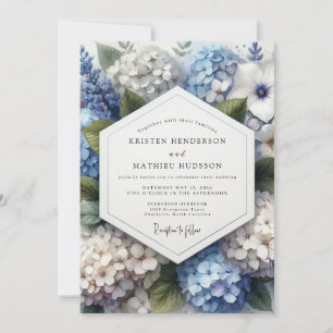 Blue Hydrangea Botanical Romance Wedding Invitation