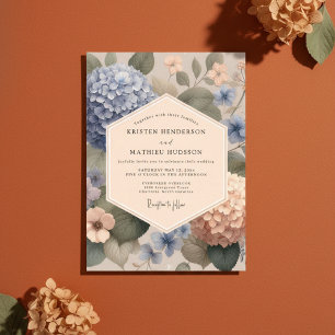 Blue Hydrangea Botanical Romance Wedding Invitation