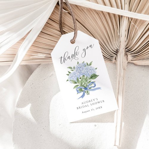 Blue Hydrangea Bouquet Blue Ribbon Bridal Shower Gift Tags