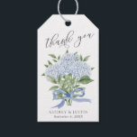 Blue Hydrangea Bouquet Blue Ribbon Wedding Gift Tags<br><div class="desc">This beautiful design features blue hydrangea flowers and small blue ribbon. Add your information using the template form. Use for any occasion.  The Customize Further feature can be used to access the advanced editing menu where you can change the font,  colors and layout of the text.</div>