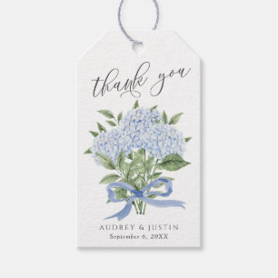 Blue Hydrangea Bouquet Blue Ribbon Wedding Gift Tags