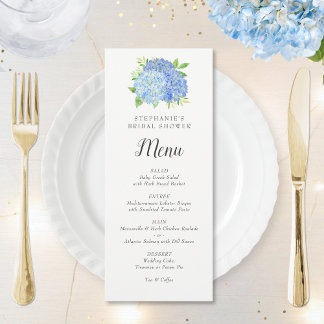 Blue Hydrangea Bouquet Bridal Shower Menu