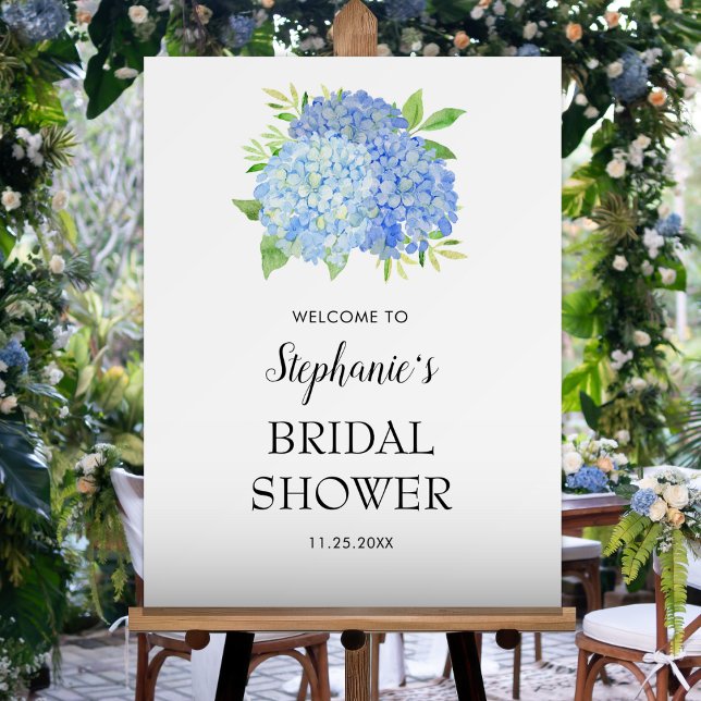 Blue Hydrangea Bouquet Bridal Shower Welcome Foam Board (Creator Uploaded)