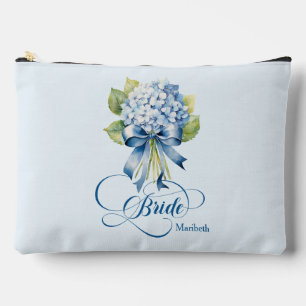 Blue Hydrangea Bouquet Bride's Makeup Accessory Pouch