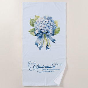 Blue Hydrangea Bouquet Bridesmaid Bachelorette Beach Towel