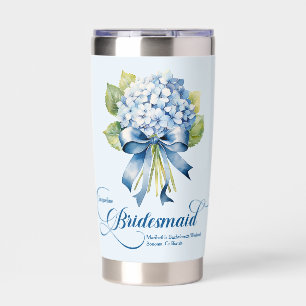 Blue Hydrangea Bouquet Bridesmaid Bachelorette Insulated Tumbler