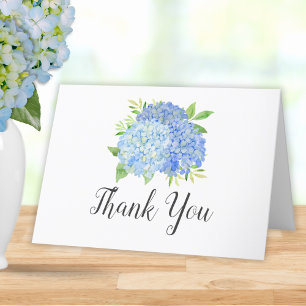 Blue Hydrangea Bouquet Floral Bridal Shower Letterpress Thank You Card