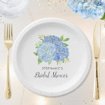 Blue Hydrangea Bouquet Floral Bridal Shower Paper Plates<br><div class="desc">These bridal shower plates feature blue hydrangea flowers and greenery leaf foliage. Personalize them with a name. Matching bridal shower products available.</div>