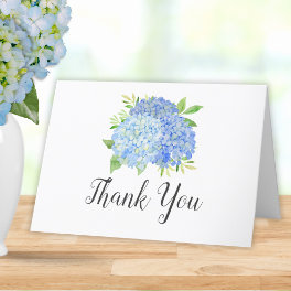 Blue Hydrangea Bouquet Floral Bridal Shower Thank You Card