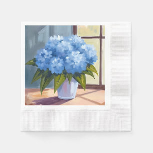 Blue Hydrangea Bouquet Floral Painting Napkins