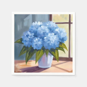 Blue Hydrangea Bouquet Floral Painting Napkins