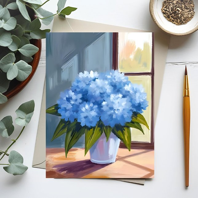 Blue Hydrangea Bouquet Floral Painting Postcard (Creator Uploaded)
