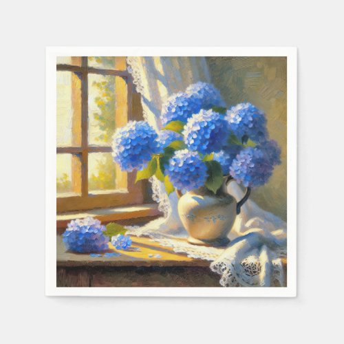 Blue Hydrangea Bouquet Napkins