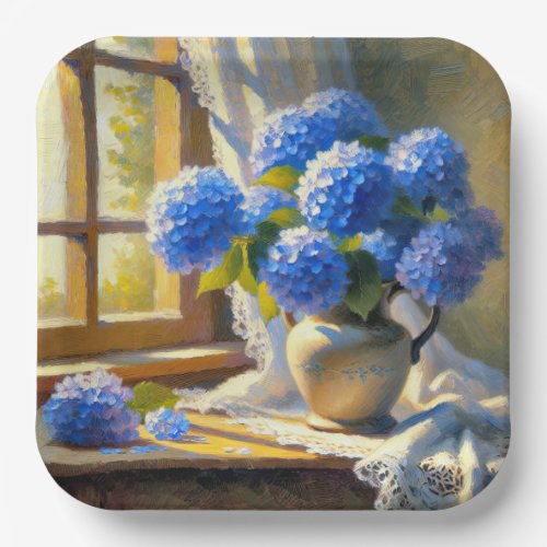 Blue Hydrangea Bouquet Paper Plates