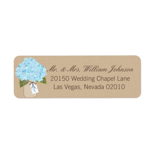 Blue Hydrangea Bouquet  Wedding Label  Zazzle com