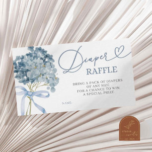 Blue Hydrangea Boy Baby Shower Diaper Raffle Card