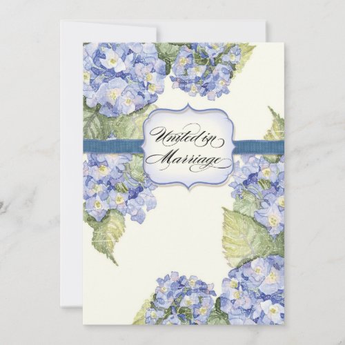 Blue Hydrangea Bracket Floral Formal Wedding Personalized Invite