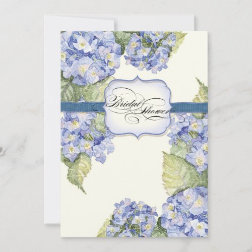 Blue Hydrangea Bracket Floral Formal Wedding Personalized Announcement