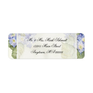Blue Hydrangea Bracket Floral Formal Wedding Label