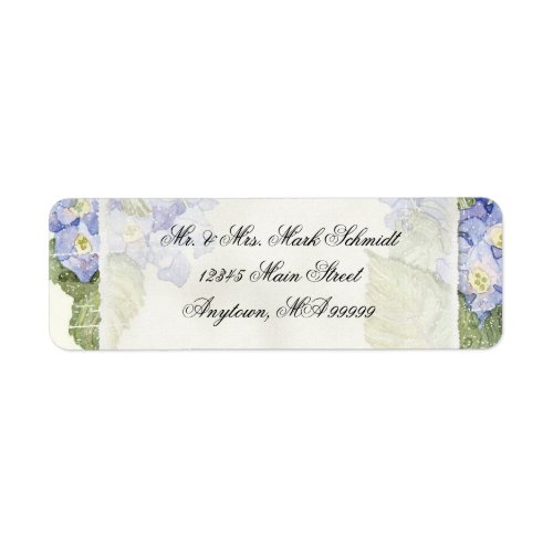 Blue Hydrangea Bracket Floral Formal Wedding Label