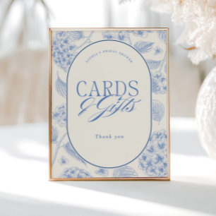 Blue Hydrangea Bridal Shower Cards Gifts Poster
