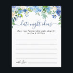 Blue Hydrangea Bridal Shower Date Night Idea Card Flyer<br><div class="desc">Blue Hydrangea Bridal Shower Date Night Idea Card.</div>