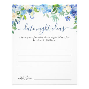 Blue Hydrangea Bridal Shower Date Night Idea Card Flyer
