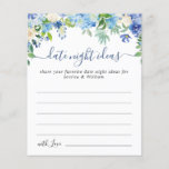 Blue Hydrangea Bridal Shower Date Night Idea Card Flyer<br><div class="desc">Blue Hydrangea Bridal Shower Date Night Idea Card.</div>