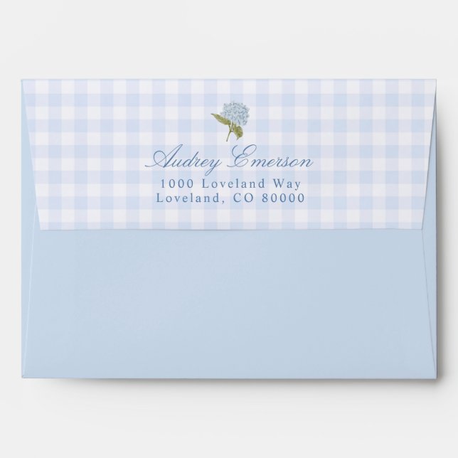 Blue Hydrangea Bridal Shower Envelope (Back (Top Flap))