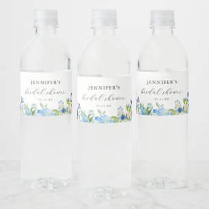 Blue Hydrangea Bridal Shower Favors Water Bottle Label