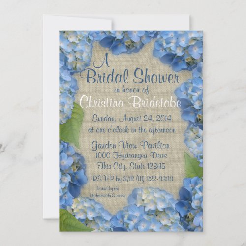 Blue Hydrangea Bridal Shower Invite
