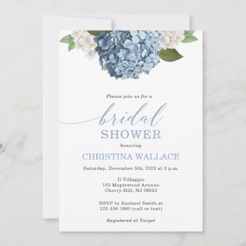 Blue Hydrangea Bridal Shower Invitation