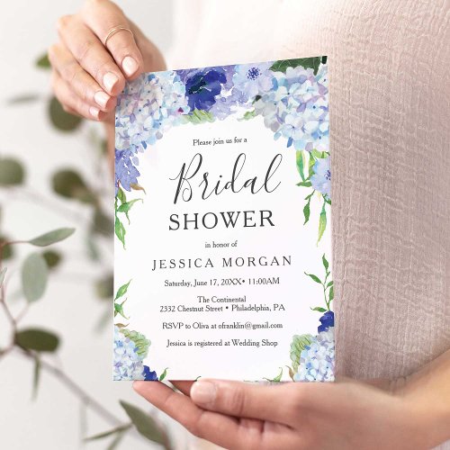 Blue Hydrangea Bridal Shower Invitation Card