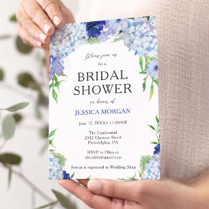 Blue Hydrangea Bridal Shower Invitation Card
