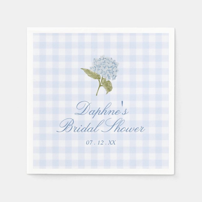 Blue Hydrangea Bridal Shower Napkins (Front)