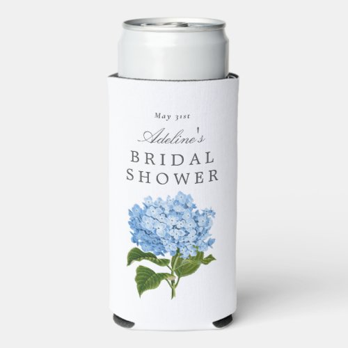 Blue Hydrangea Bridal Shower Party Seltzer Can Cooler