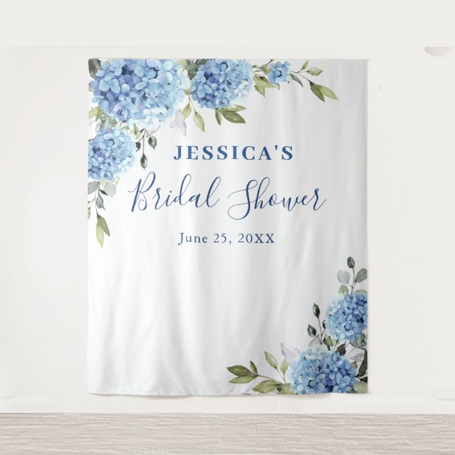 Blue Hydrangea Bridal Shower Photo Backdrop (Front)