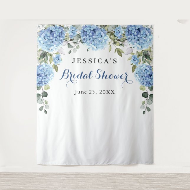 Blue Hydrangea Bridal Shower Photo Backdrop (Front)