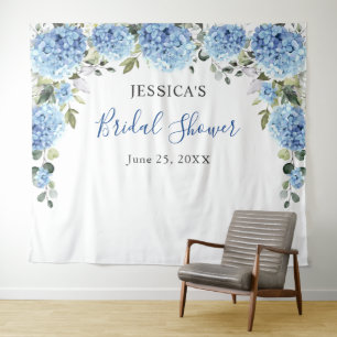 Blue Hydrangea Bridal Shower Photo Backdrop