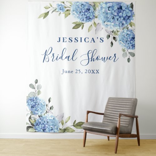 Blue Hydrangea Bridal Shower Photo Backdrop